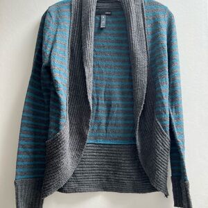 Aqua Gray and Blue Gradient Cardigan Sweater